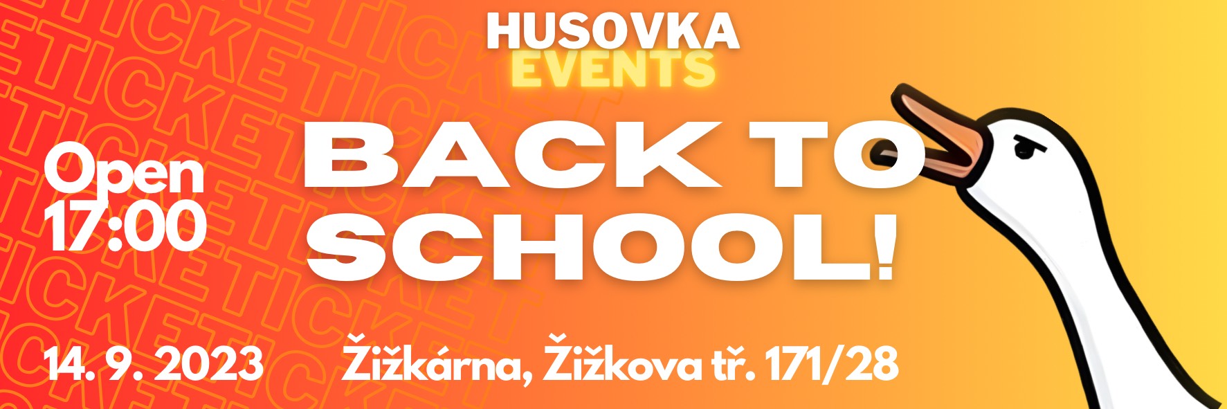 plakát k akci Husovka Events: Back To School // Žižkárna